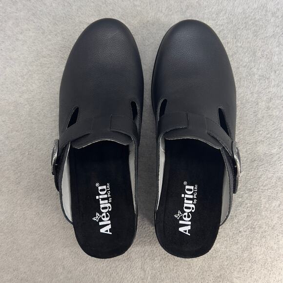 Alegria Selina -Leather Slip On Wedge Platform Clog- Black -Women 41 -NEW - Picture 11 of 11